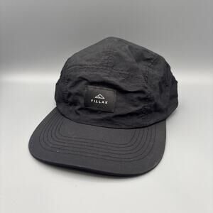 Tillak Coho Panel Hat Cap Black Nylon Strap Back Camp Hike Outdoor Explore